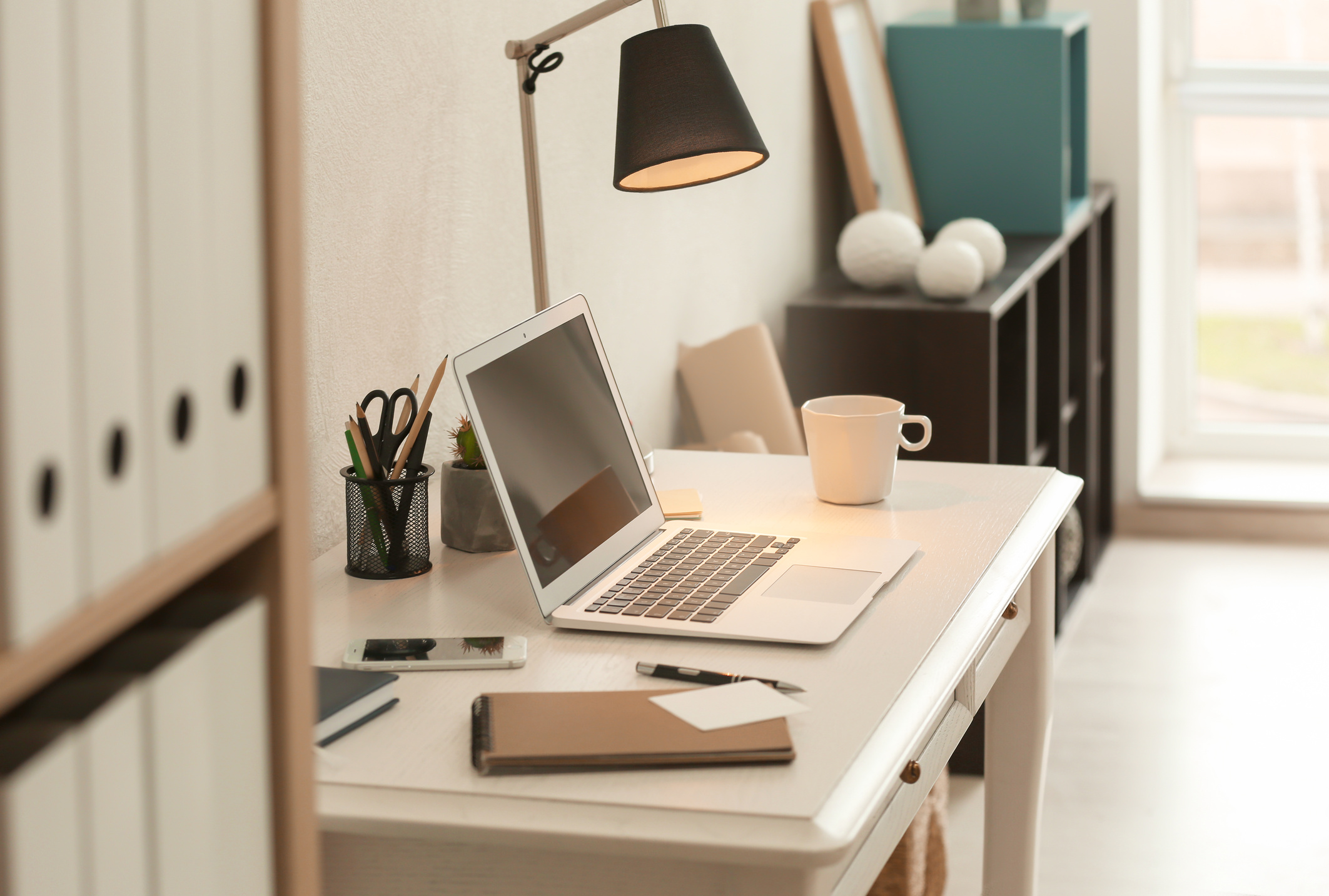 Desk with Laptop at Home Office